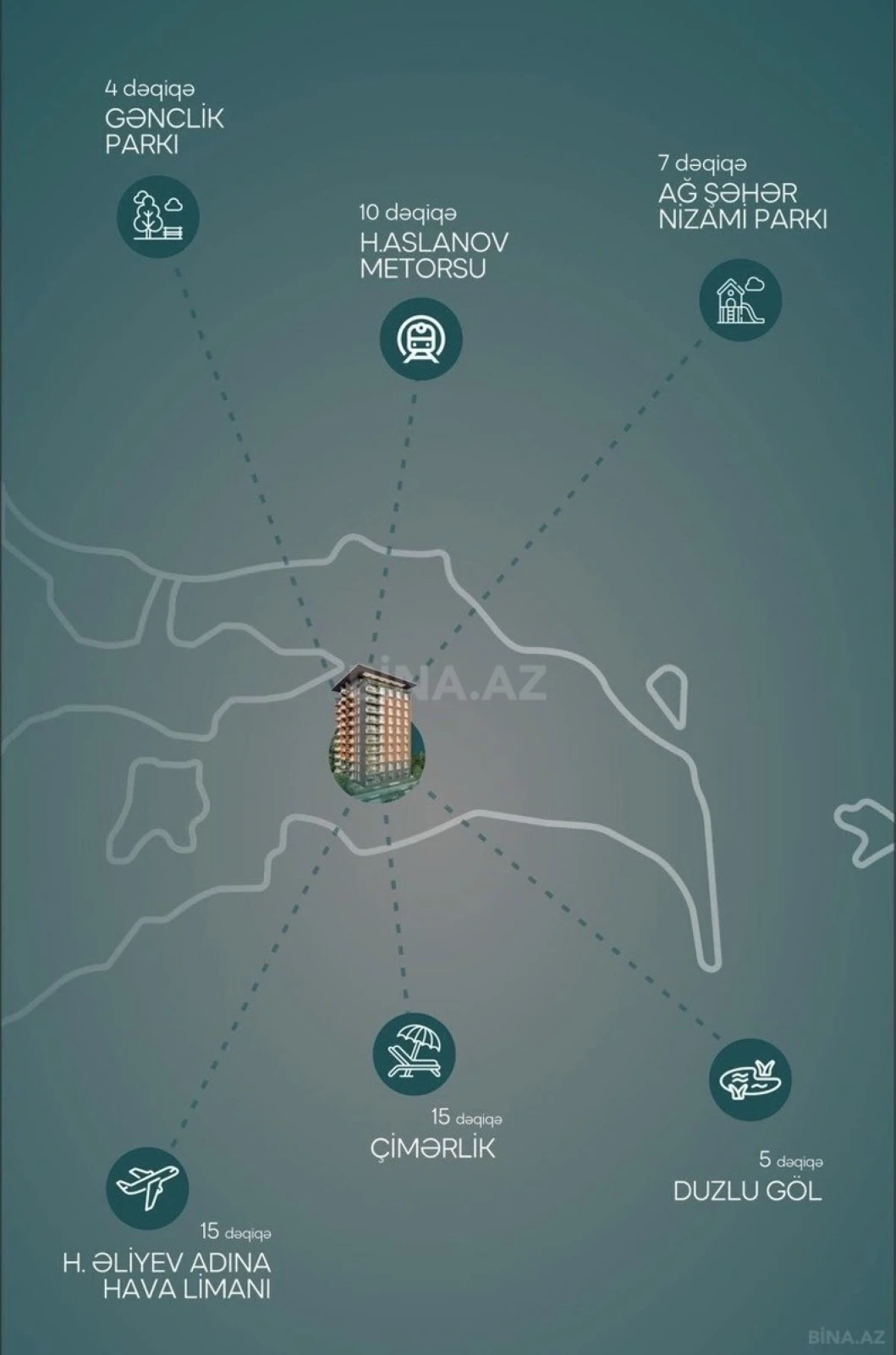 Satılır 2 otaqlı mənzil 44.7 m²