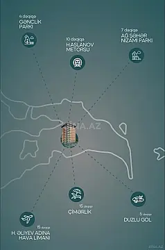 Satılır 2 otaqlı mənzil 44.7 m²