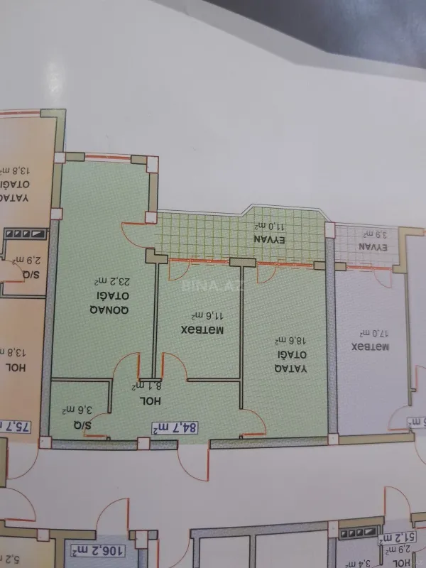 Satılır 2 otaqlı mənzil 84.7 m²