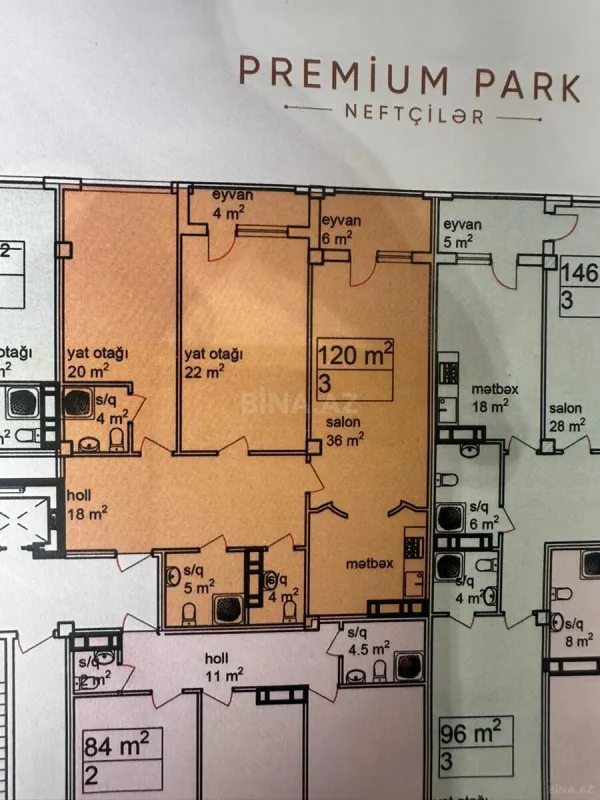 Satılır 3 otaqlı mənzil 120 m²
