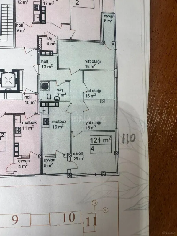 Satılır 4 otaqlı mənzil 110 m²