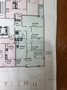 Satılır 4 otaqlı mənzil 110 m²