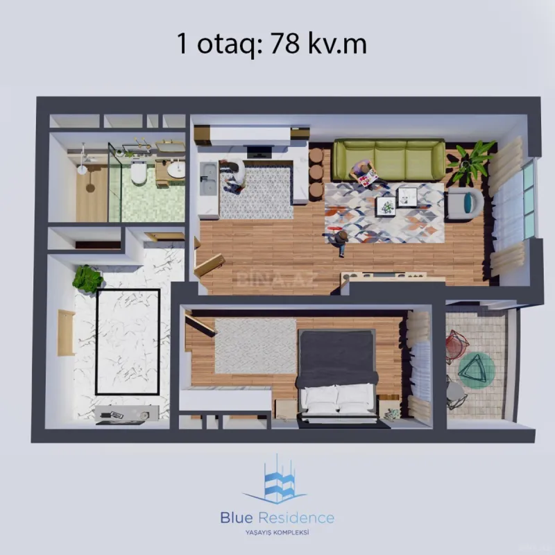 Satılır 2 otaqlı mənzil 79 m²