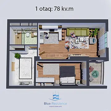 Satılır 2 otaqlı mənzil 79 m²