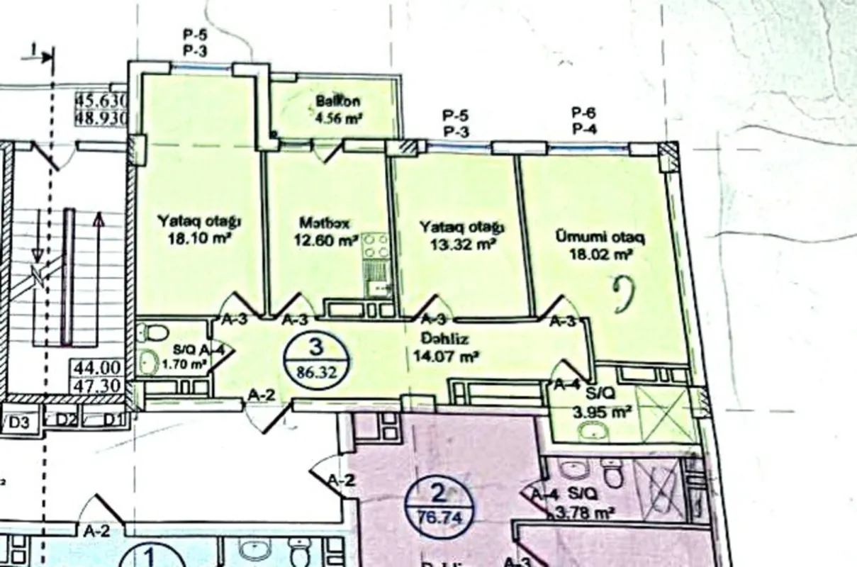 Satılır 3 otaqlı mənzil 86 m²