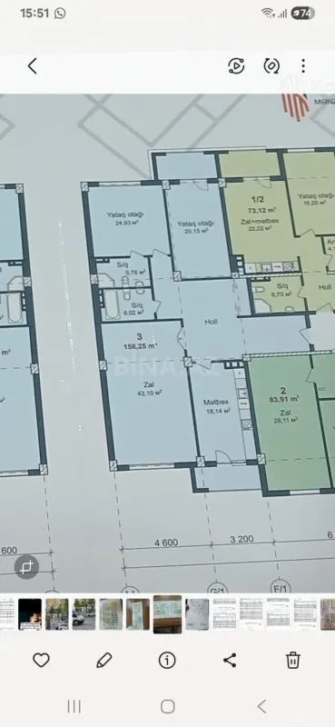 Satılır 3 otaqlı mənzil 156.2 m²