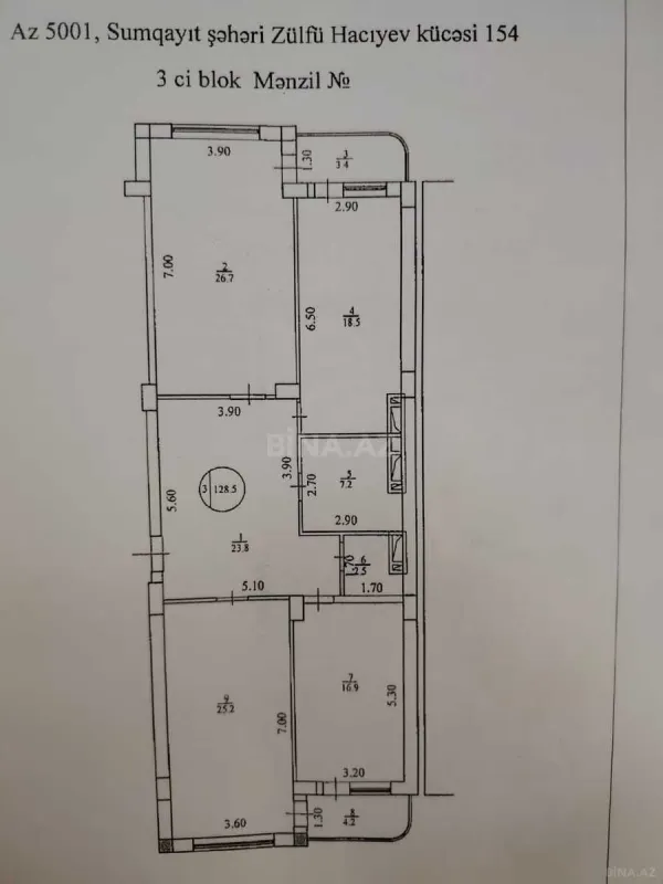 Satılır 3 otaqlı mənzil 130 m²