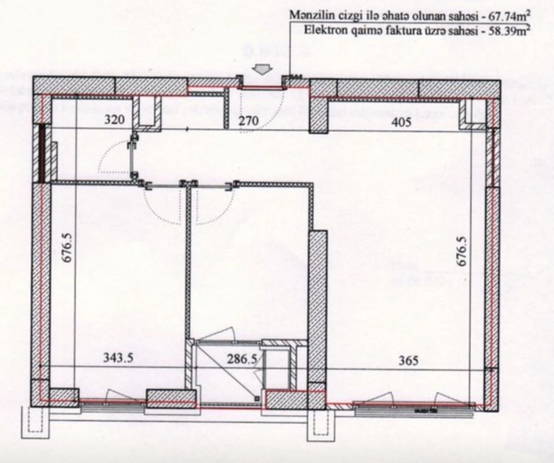 Satılır 2 otaqlı mənzil 67.7 m²