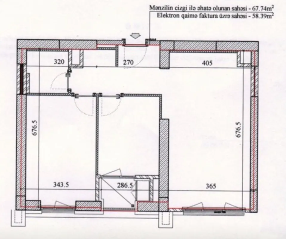 Satılır 2 otaqlı mənzil 67.7 m²