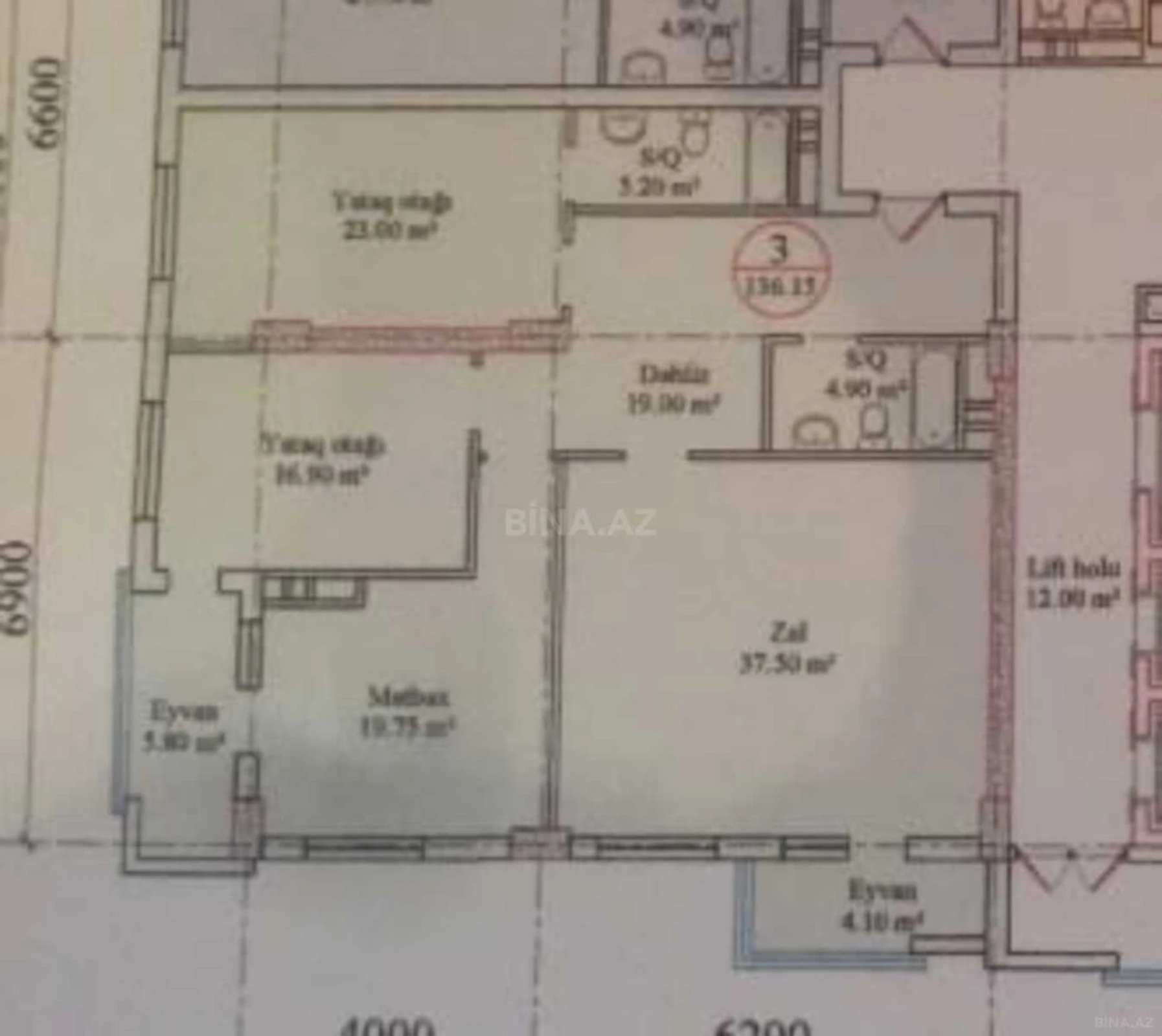 Satılır 3 otaqlı mənzil 136.2 m²