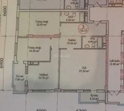 Satılır 3 otaqlı mənzil 136.2 m²