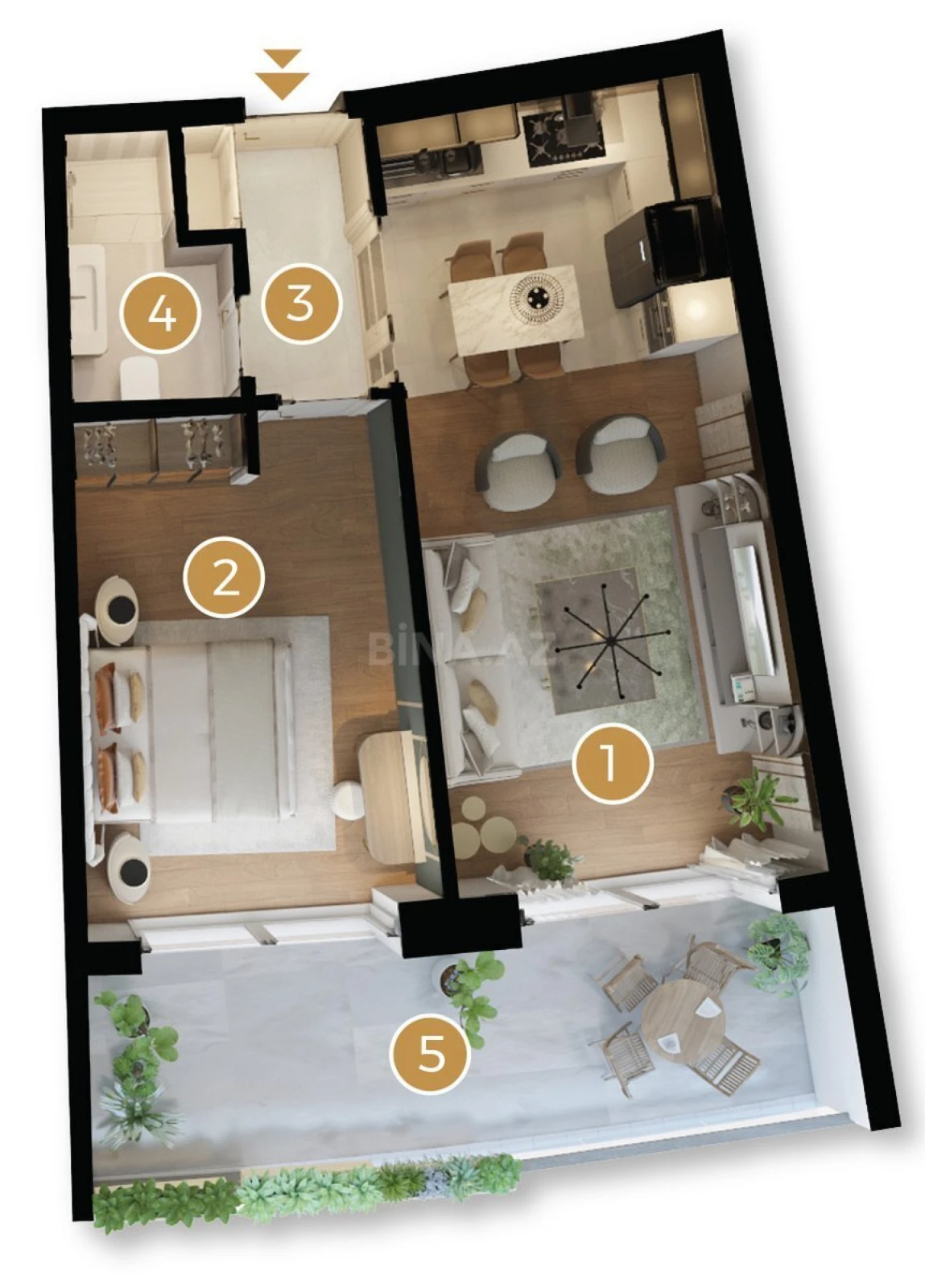 Satılır 2 otaqlı mənzil 68 m²