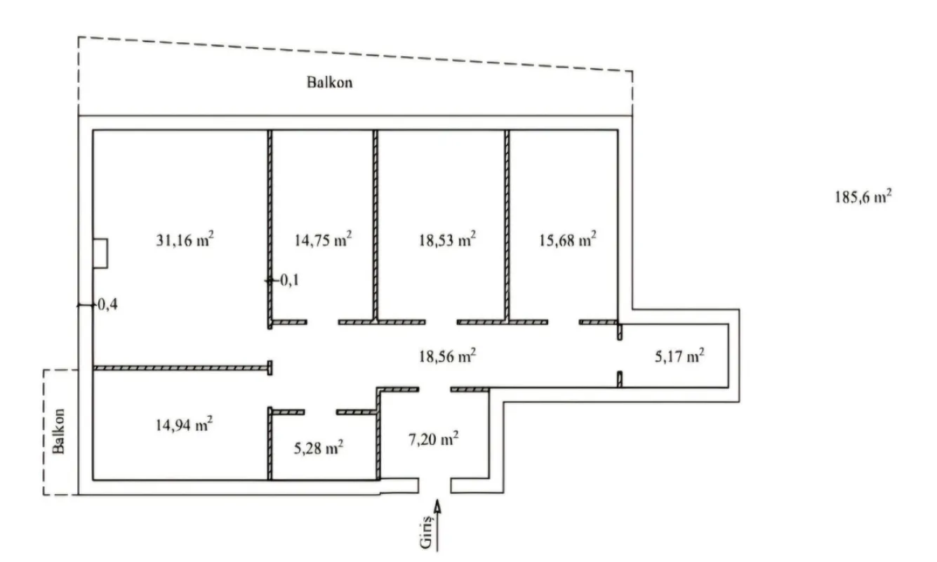 Satılır 4 otaqlı mənzil 186 m²