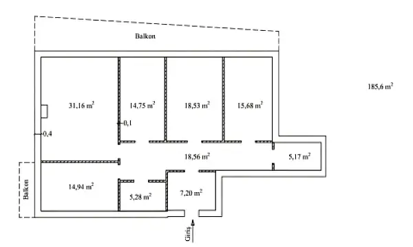 Satılır 4 otaqlı mənzil 186 m²