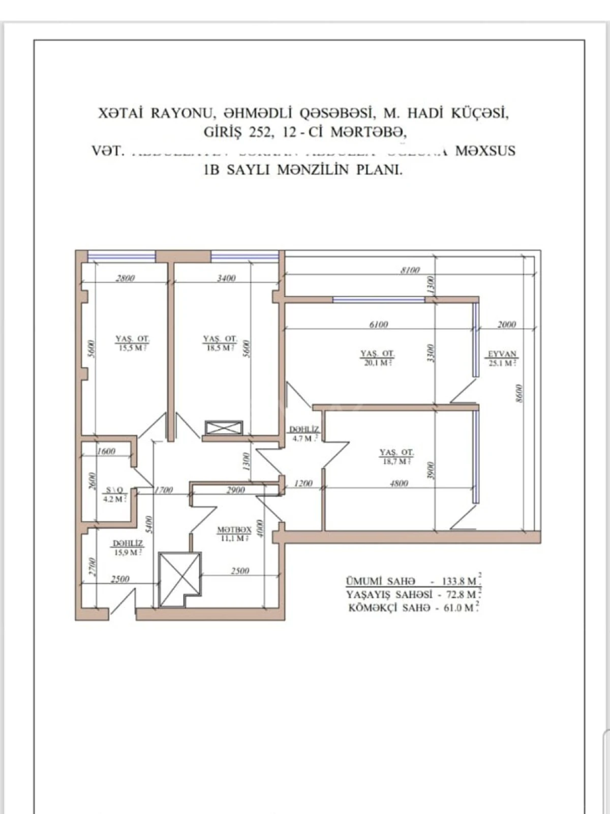 Satılır 4 otaqlı mənzil 147 m²