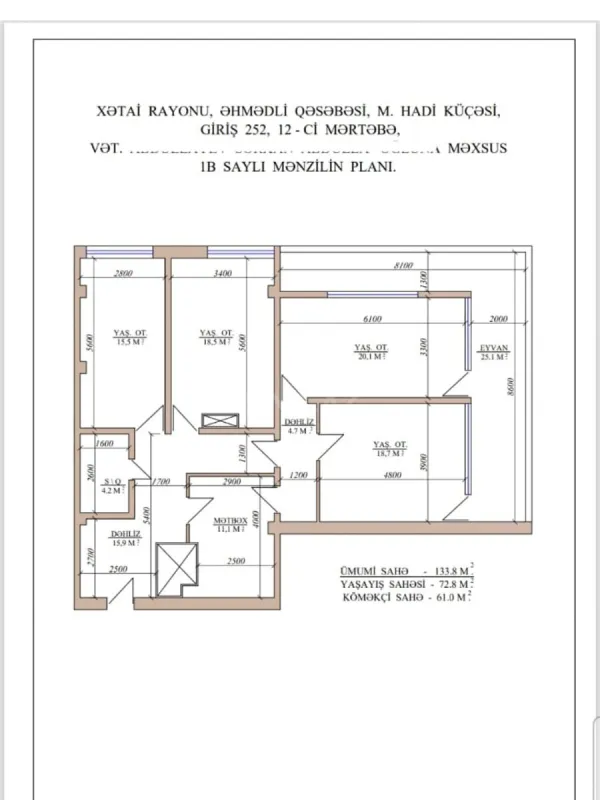 Satılır 4 otaqlı mənzil 147 m²
