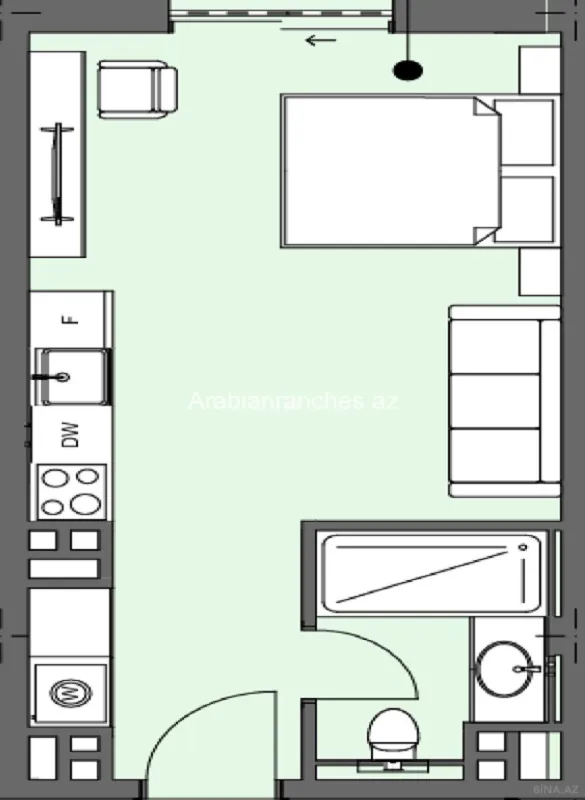 Satılır 1 otaqlı mənzil 48.9 m²