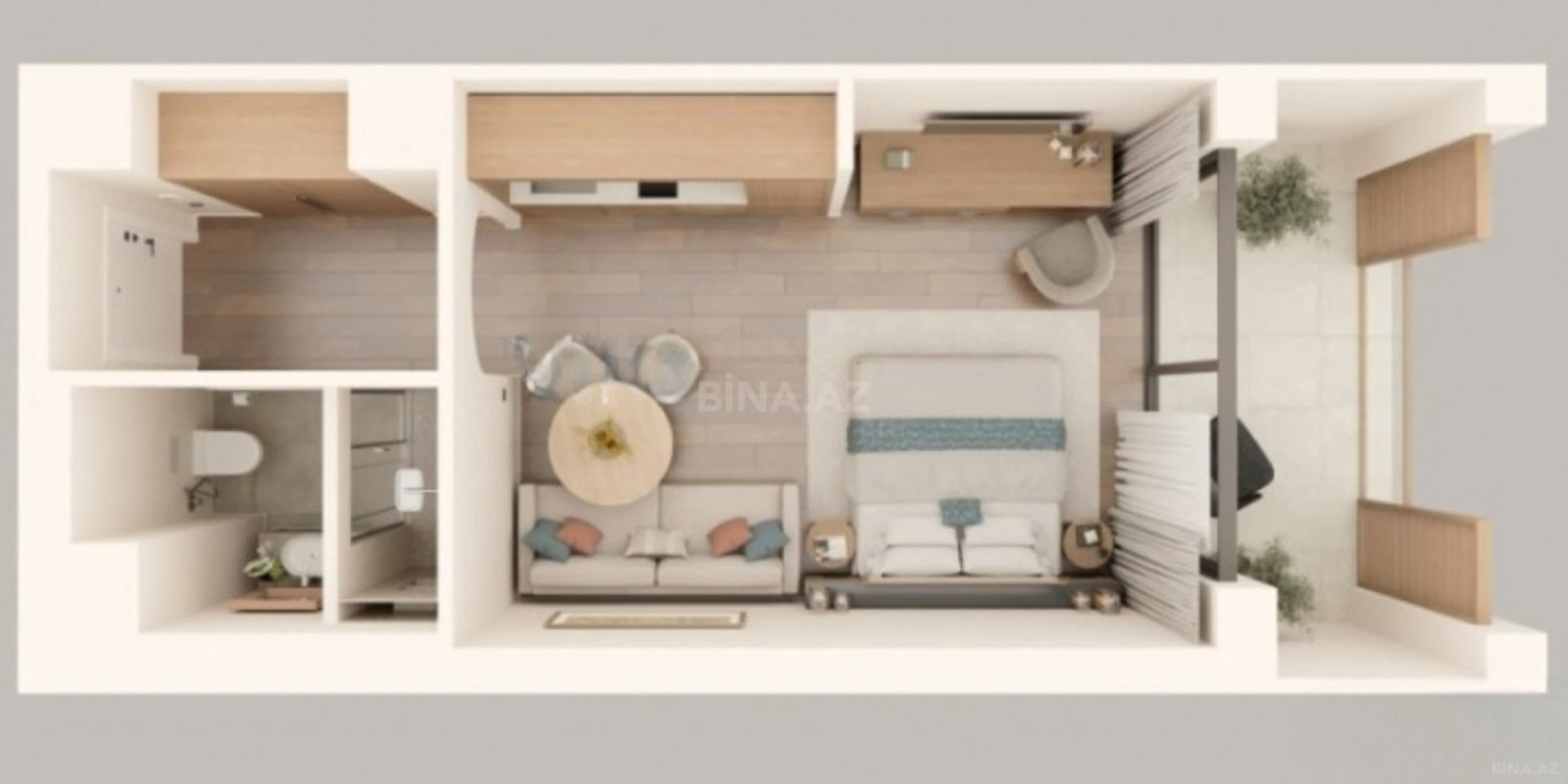 Satılır 1 otaqlı mənzil 48.9 m²