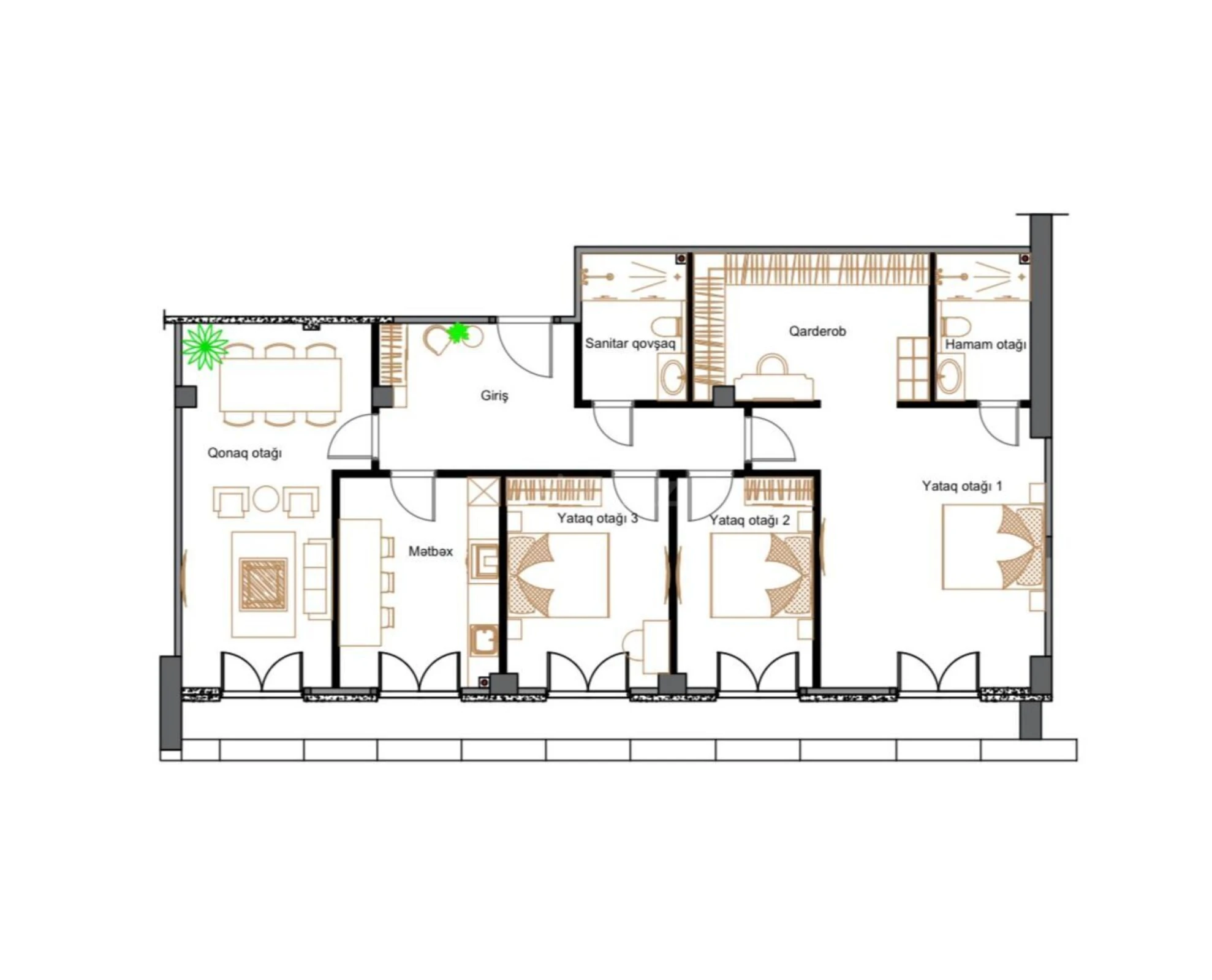 Satılır 4 otaqlı mənzil 144 m²