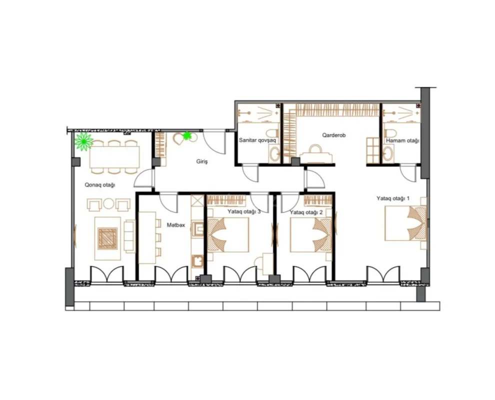 Satılır 4 otaqlı mənzil 144 m²