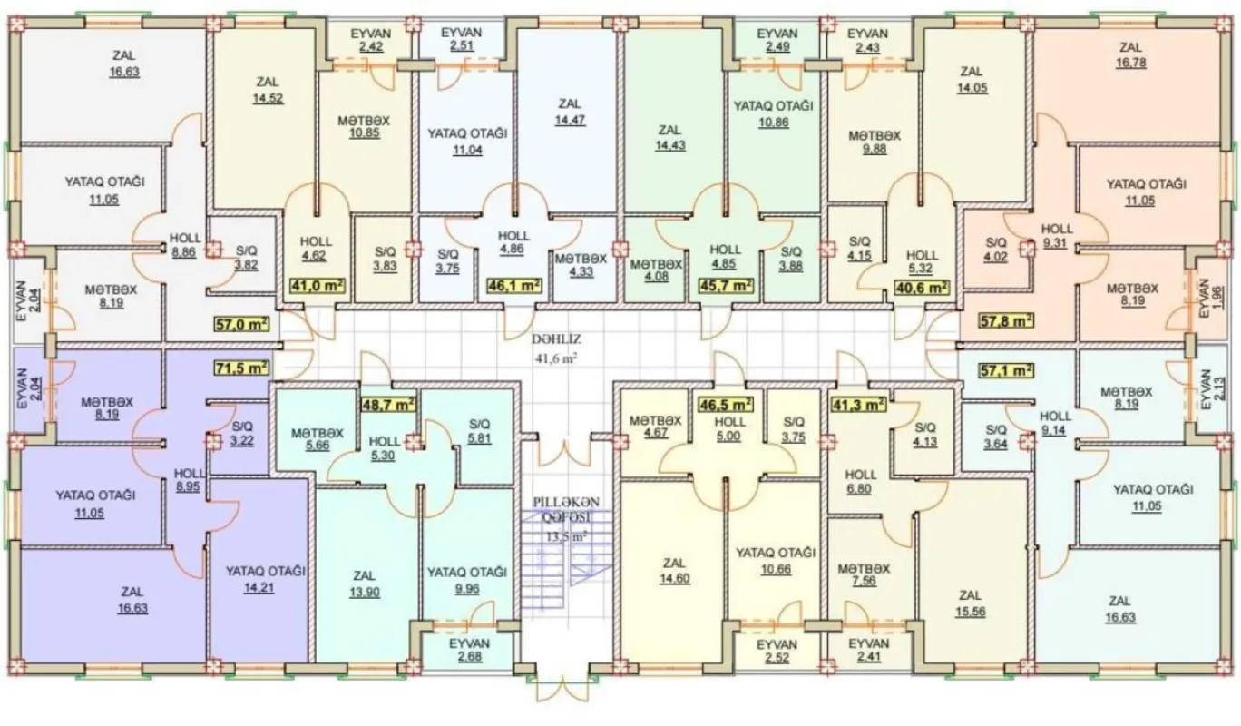 Satılır 2 otaqlı mənzil 46 m²