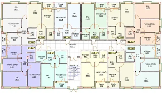 Satılır 2 otaqlı mənzil 46 m²