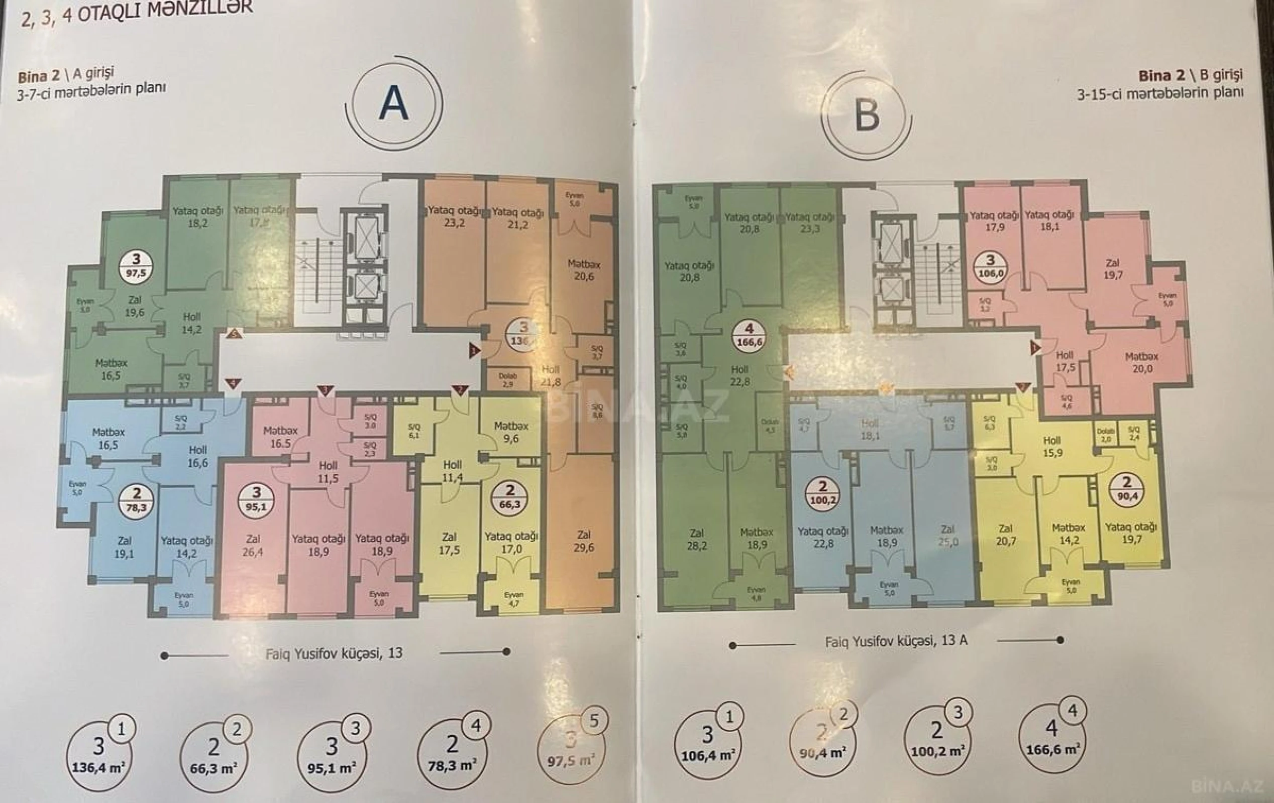 Satılır 3 otaqlı mənzil 136.4 m²