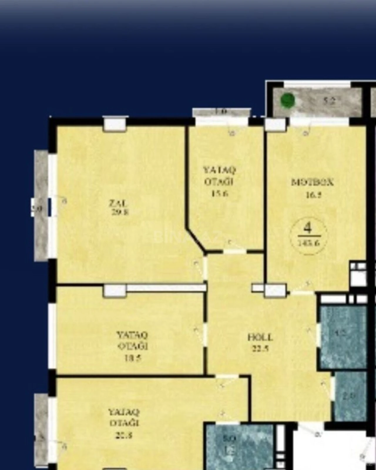 Satılır 4 otaqlı mənzil 145 m²