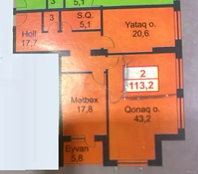 Satılır 3 otaqlı mənzil 113 m²