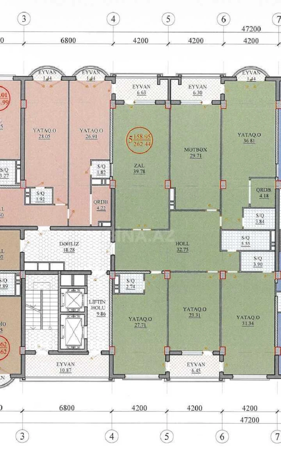 Satılır 5 otaqlı mənzil 281 m²