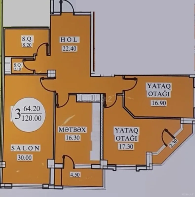 Satılır 3 otaqlı mənzil 120 m²