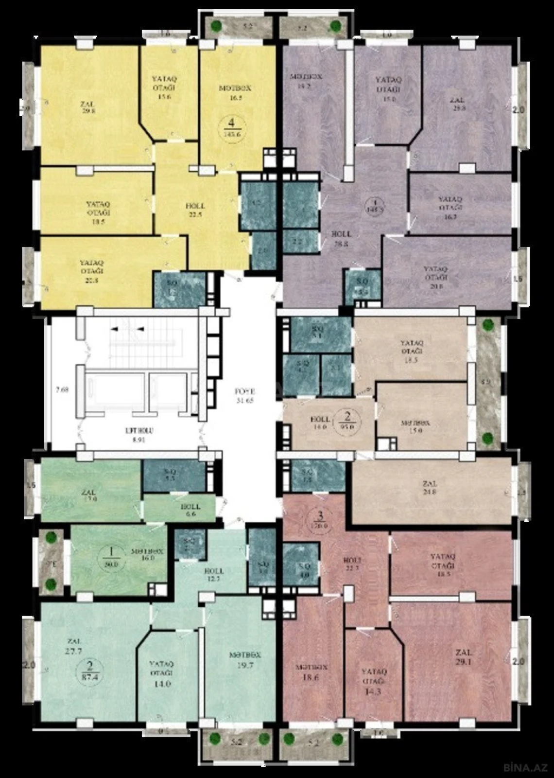 Satılır 4 otaqlı mənzil 143.6 m²