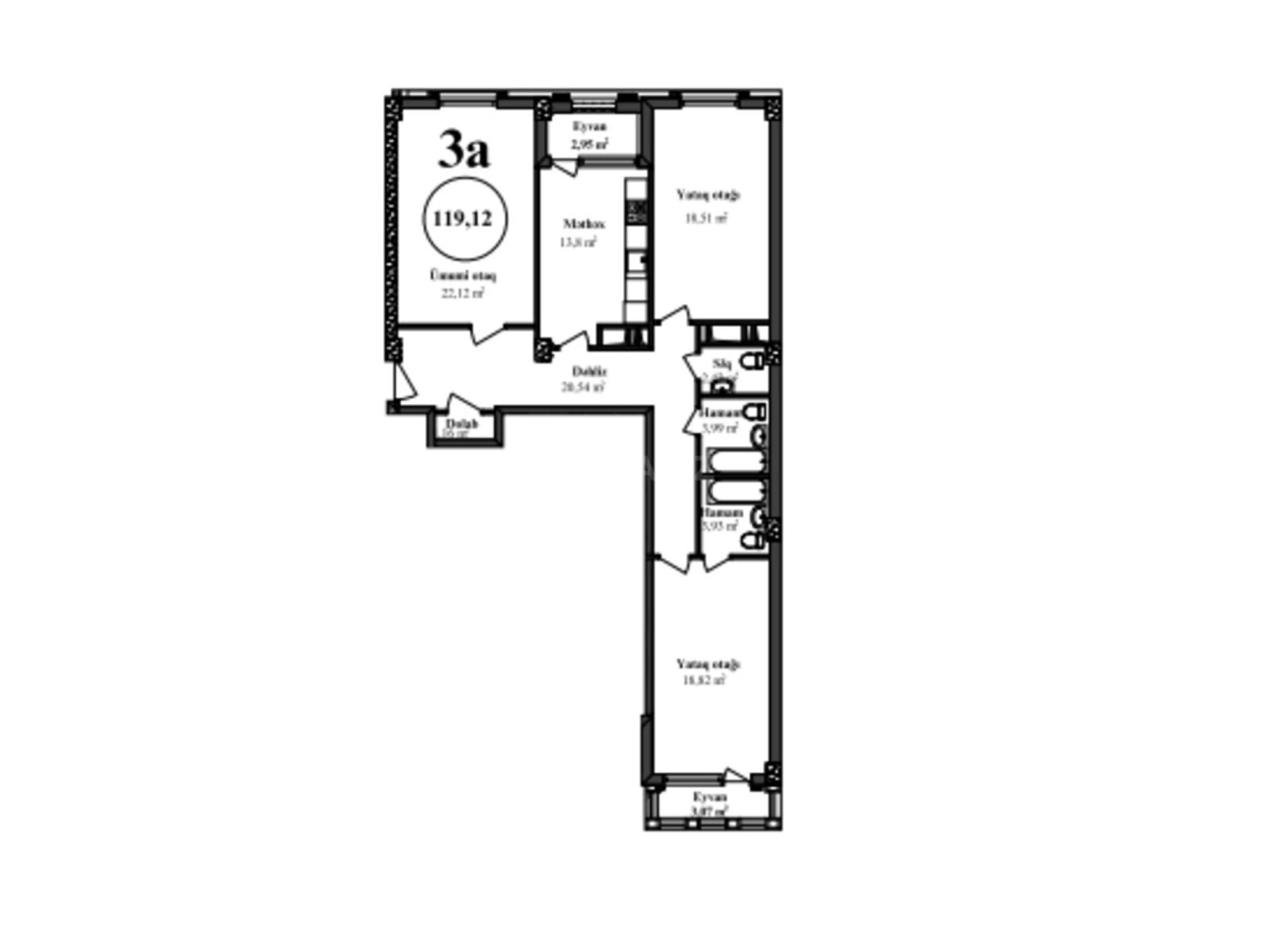 Satılır 3 otaqlı mənzil 120 m²