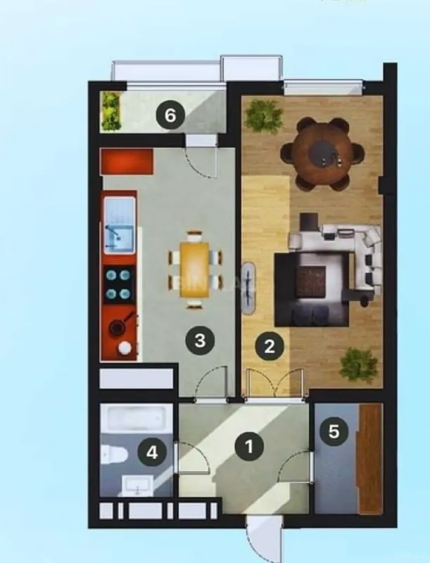 Satılır 1 otaqlı mənzil 65 m²