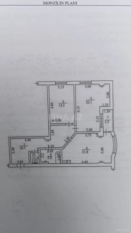 Satılır 2 otaqlı mənzil 85 m²