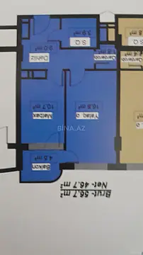 Satılır 1 otaqlı mənzil 56.7 m²