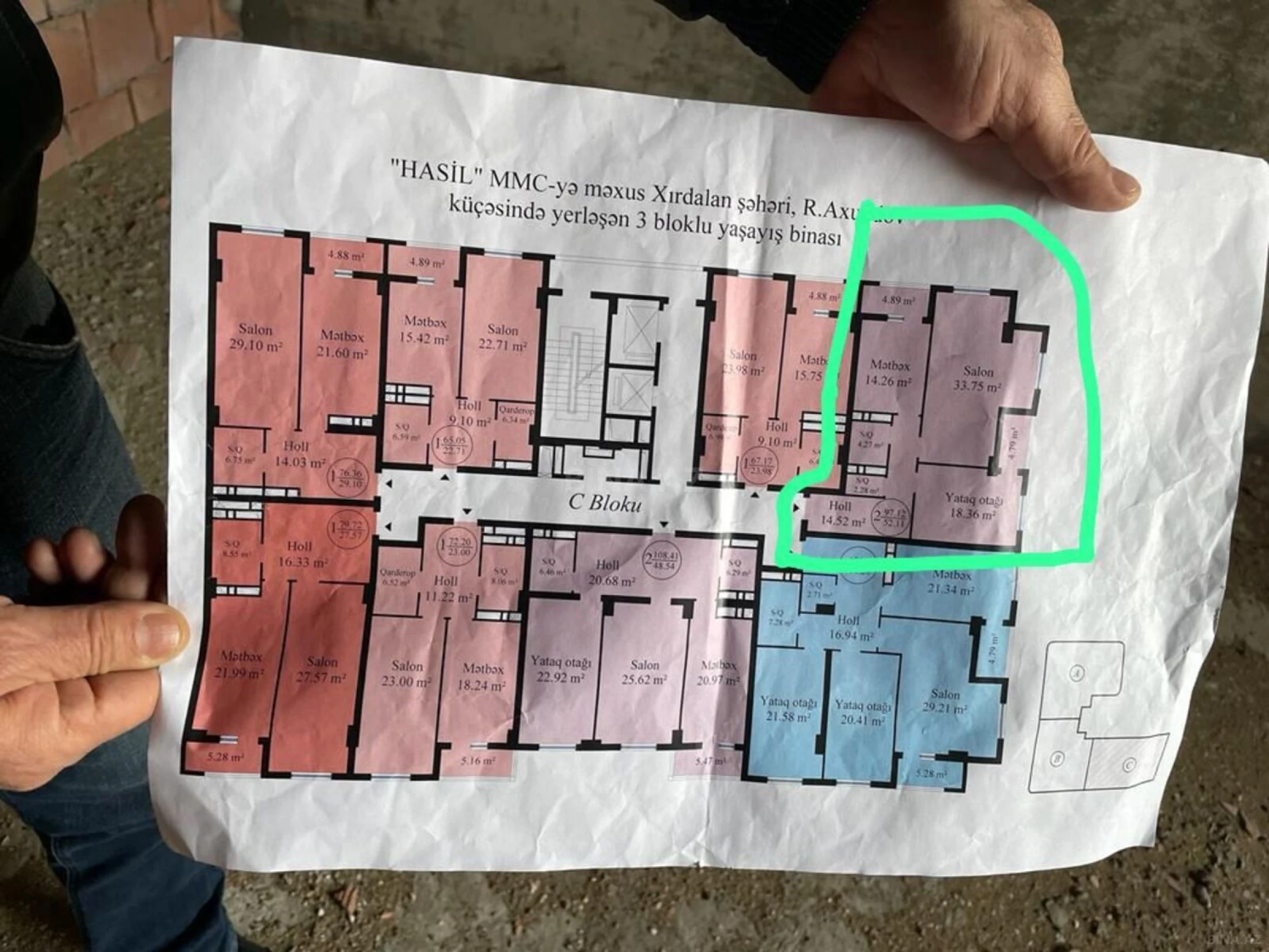 Satılır 2 otaqlı mənzil 97.2 m²