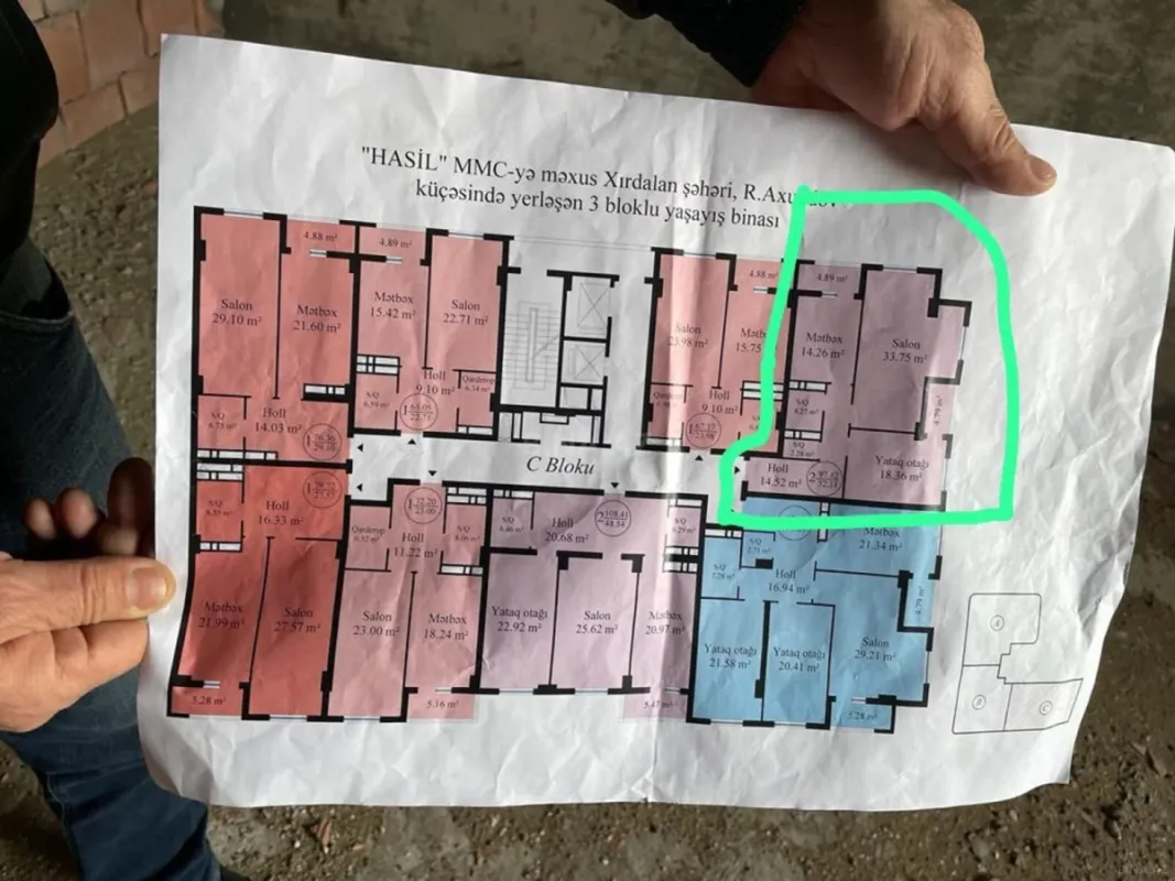 Satılır 2 otaqlı mənzil 97.2 m²