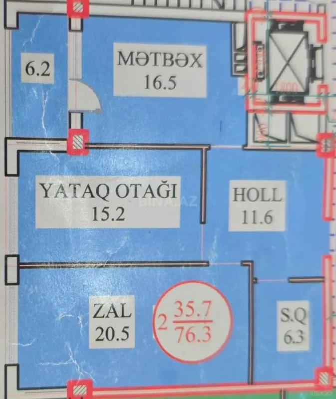 Satılır 3 otaqlı mənzil 76 m²