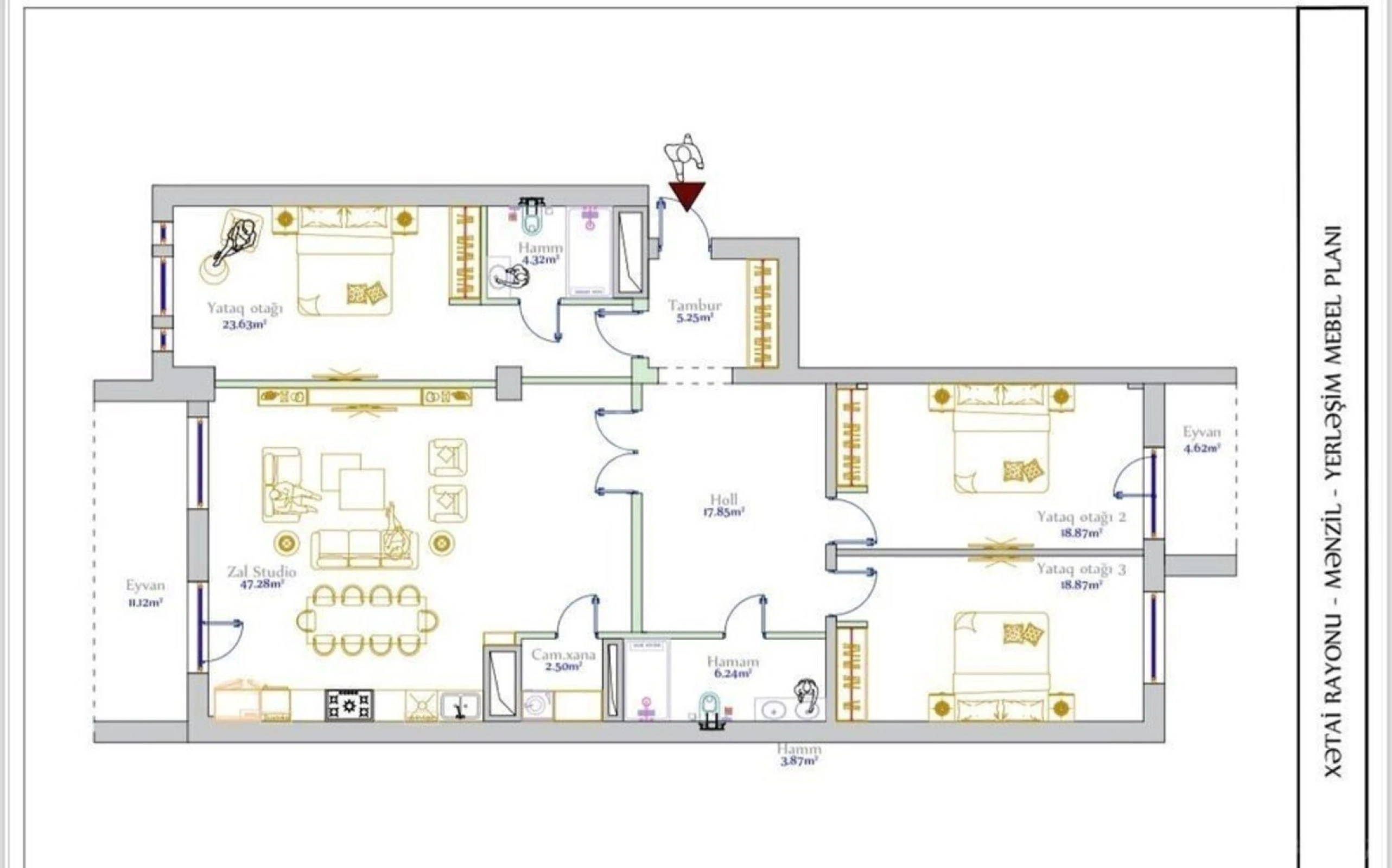 Satılır 4 otaqlı mənzil 181 m²