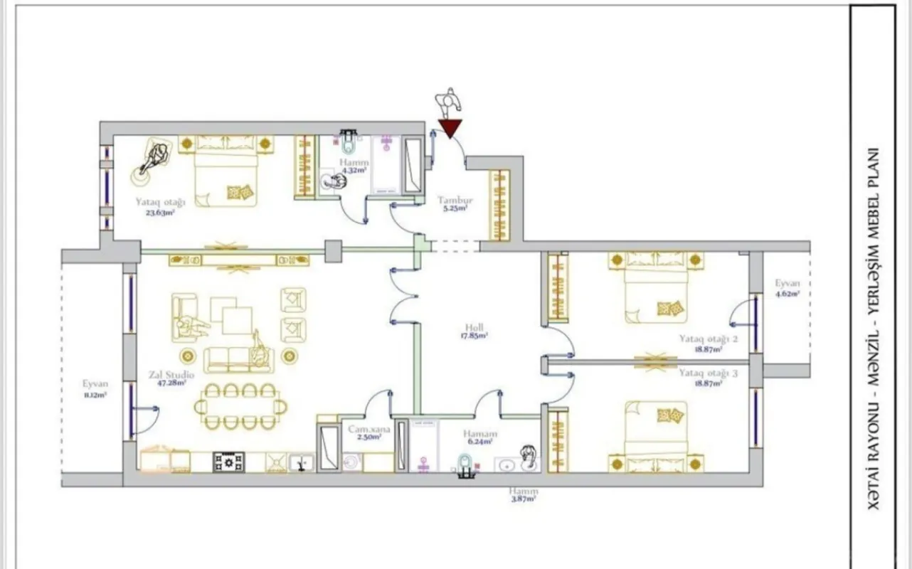 Satılır 4 otaqlı mənzil 181 m²