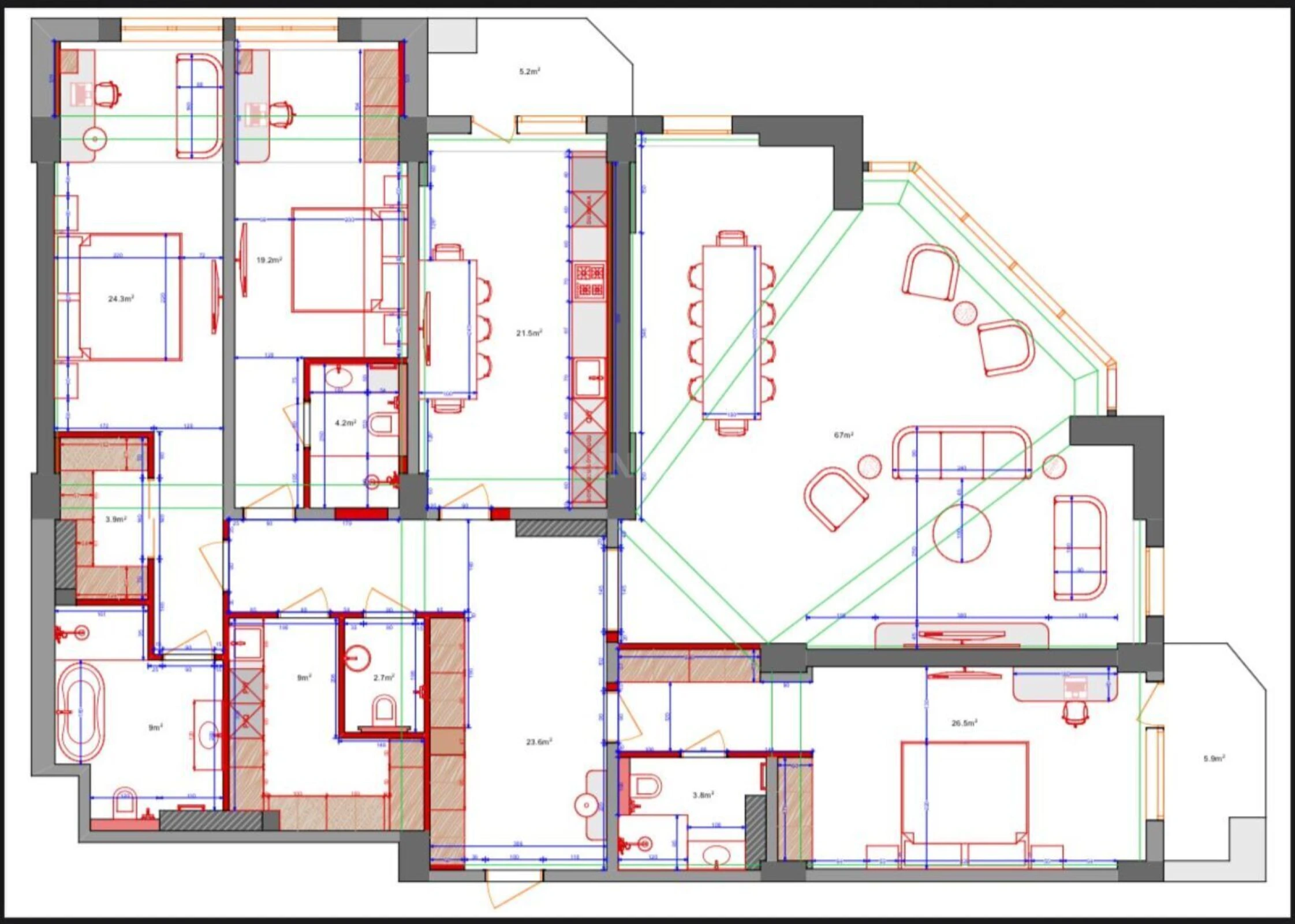Satılır 4 otaqlı mənzil 230 m²