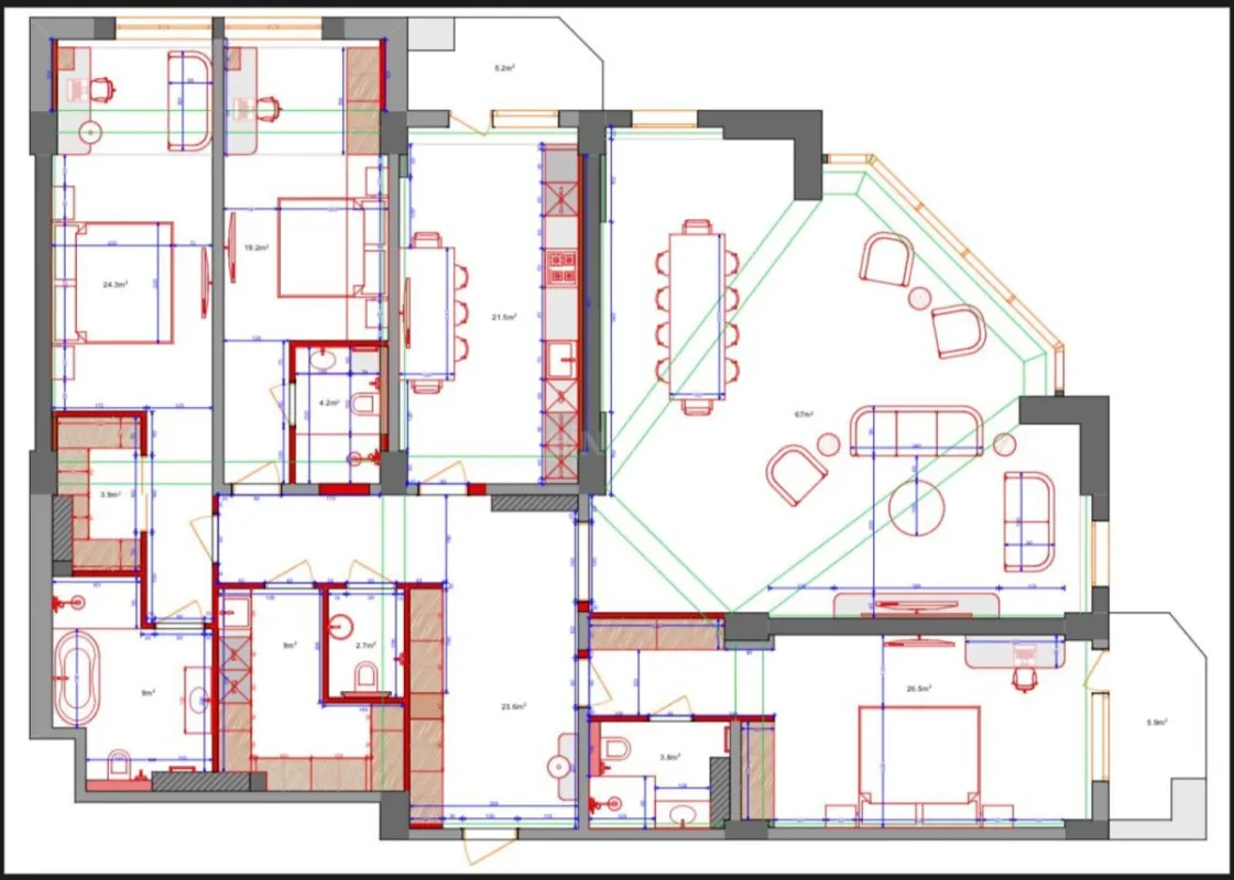 Satılır 4 otaqlı mənzil 230 m²