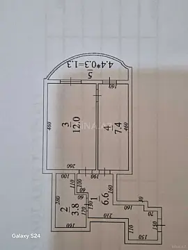 Satılır 1 otaqlı mənzil 35 m²