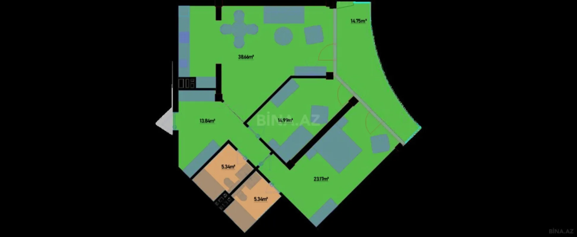 Satılır 3 otaqlı mənzil 132.6 m²