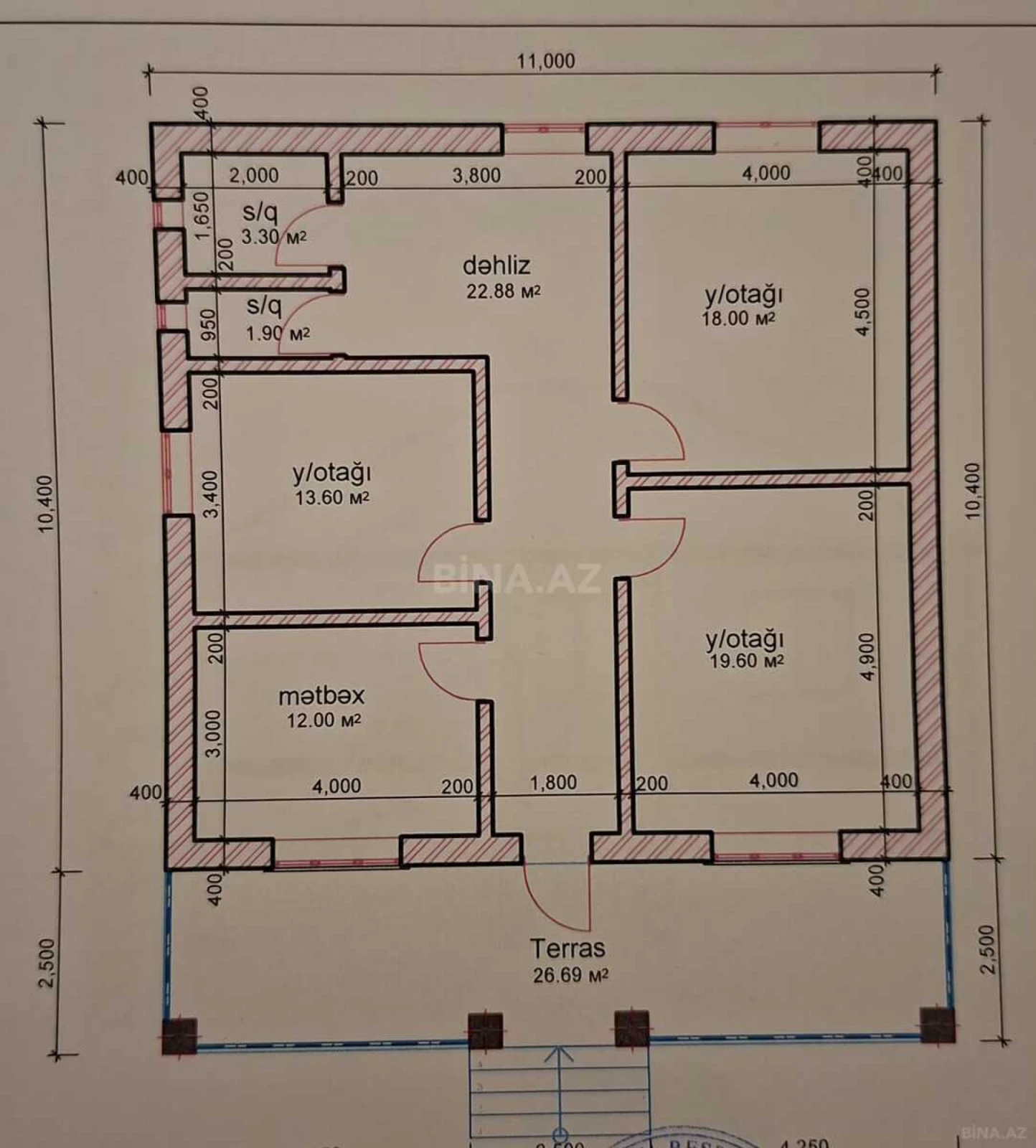 Satılır 3 otaqlı həyət evi 120 m²