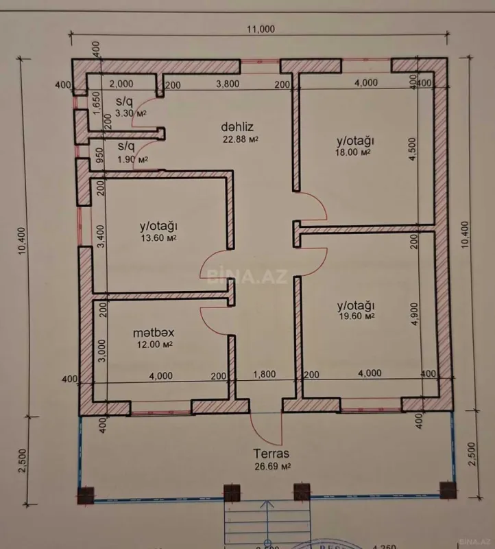 Satılır 3 otaqlı həyət evi 120 m²