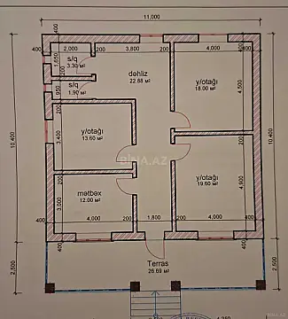Satılır 3 otaqlı həyət evi 120 m²
