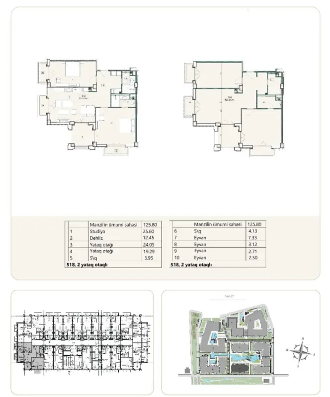 Satılır 3 otaqlı mənzil 125.8 m²