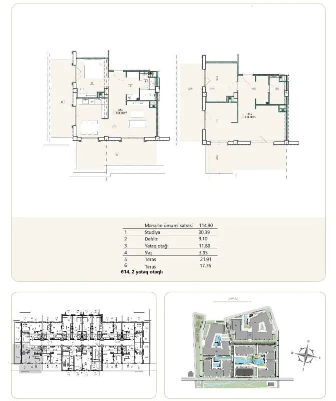 Satılır 3 otaqlı mənzil 114.9 m²